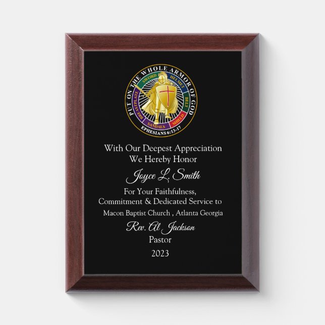 Church Member Appreciation Award Plaque (Vertical)