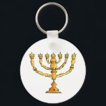 Church Menorah Keychain<br><div class="desc">A church menorah in gold with lots of candles. This design looks really effective on this Keychain</div>
