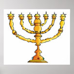 Church Menorah Poster<br><div class="desc">A church menorah in gold with lots of candles. This design looks really effective on this Poster</div>