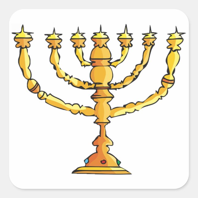 Church Menorah Square Sticker (Front)