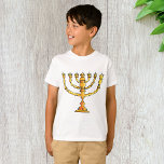 Church Menorah T-Shirt<br><div class="desc">A church menorah in gold with lots of candles. This design looks really effective on this Boys T-Shirt</div>
