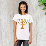 Church Menorah T-Shirt<br><div class="desc">A church menorah in gold with lots of candles. This design looks really effective on this Womens T-Shirt</div>
