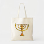 Church Menorah Tote Bag<br><div class="desc">A church menorah in gold with lots of candles. This design looks really effective on this Tote Bag</div>