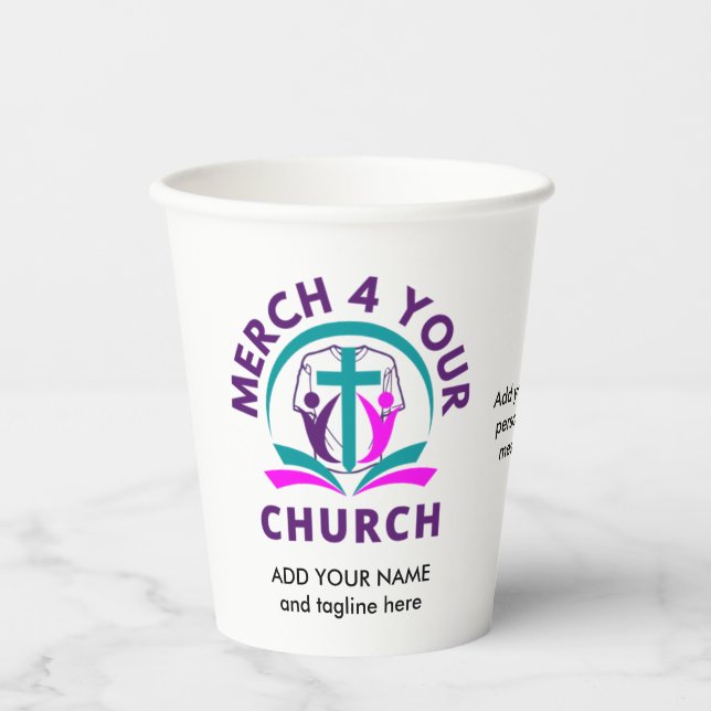 CHURCH MERCHANDISE Personalized Add Your Logo Paper Cups (Front)