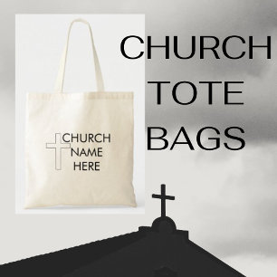 Church Name with Cross Christian Tote Bag