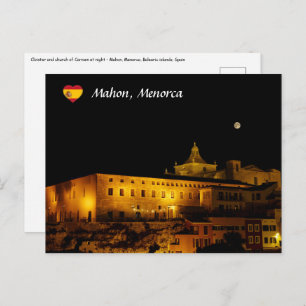 Church of Carmen at night - Mahon, Menorca, Spain Postcard