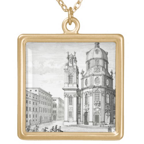 Church of Notre Dame Salzburg Austria from Ent Gold Plated Necklace