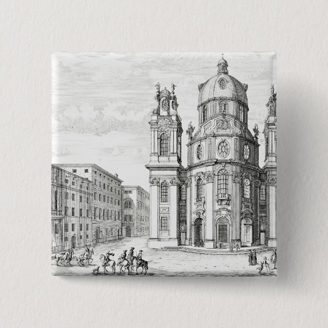 Church of Notre Dame, Salzburg, Austria, from 'Ent Pinback Button (Front)