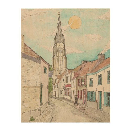 Church Of Our Lady Bruges Belgium Cityscape Wood Wall Art