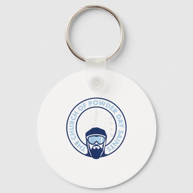 Church Of Powder Day Saints Royal Emblem Skiing Sh Keychain (Front)
