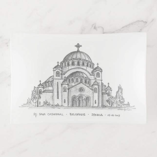 Church of Saint Sava, Belgrade, Serbia Glass Tray (Front)