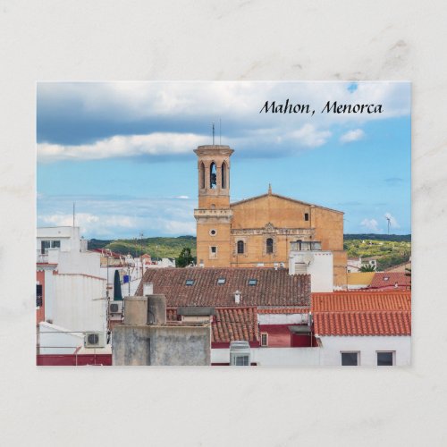 Church of Santa Maria aerial view _ Mahon Menorca Postcard