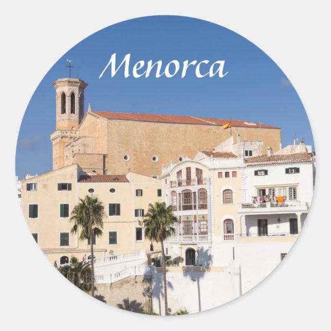 Church of Santa Maria - Mahon, Menorca, Spain Classic Round Sticker (Front)