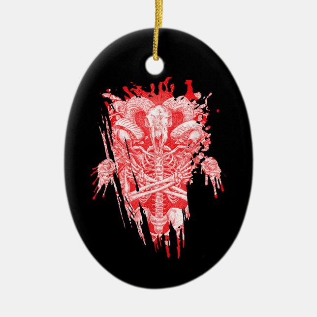 Church Of Satan Gift All Hail Goat Satanic Baphome Ceramic Ornament (Front)