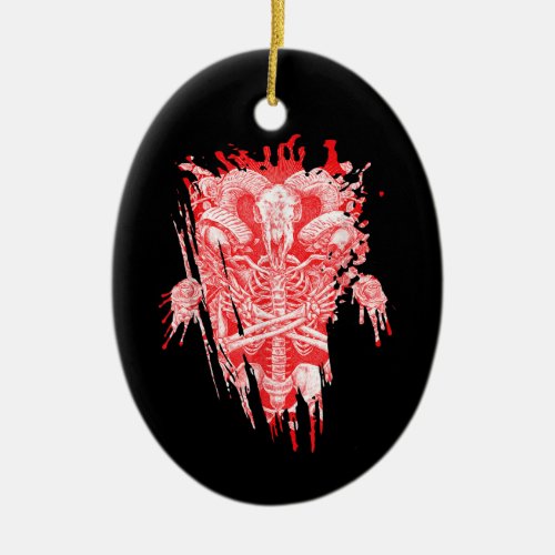 Church Of Satan Gift All Hail Goat Satanic Baphome Ceramic Ornament