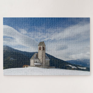 Church of St. Jakob in Villnöss in winter Jigsaw Puzzle