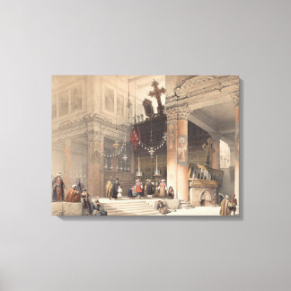 Church of the Nativity, Bethlehem. Coloured lithog Canvas Print