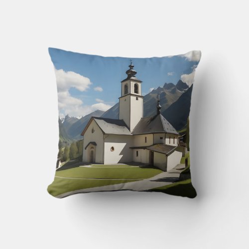 Church of the village of Versam Throw Pillow