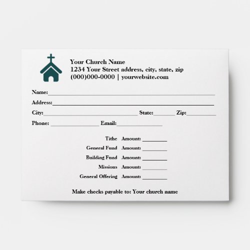 Church offering and tithes envelope with logo