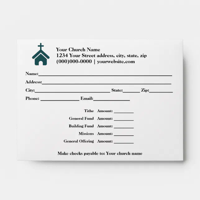 Church offering and tithes envelope with logo | Zazzle