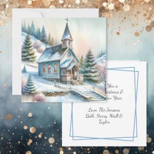 Church on a Snowy Winter Day Christmas Card