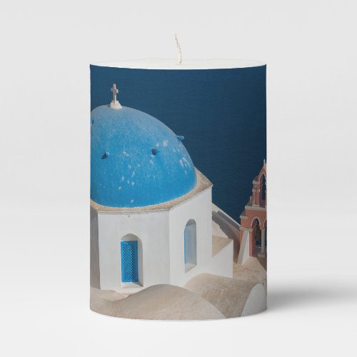 Church on the Island of Santorini Greece Pillar Candle