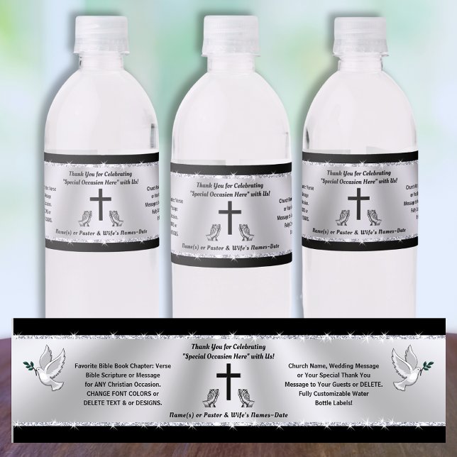 Church or, Christian Water Bottle Stickers, Custom Label (Christian Water Bottle Stickers. Christian Water Bottle Labels. Christian Stickers for Water Bottles)