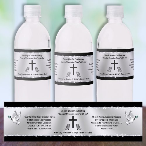Church or Christian Water Bottle Stickers Custom Water Bottle Label