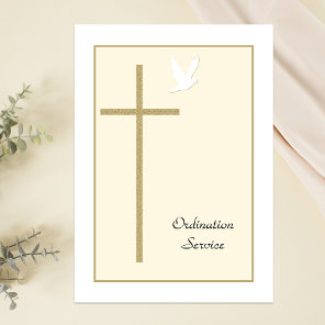 Church Ordination Invitation Cross & Dove