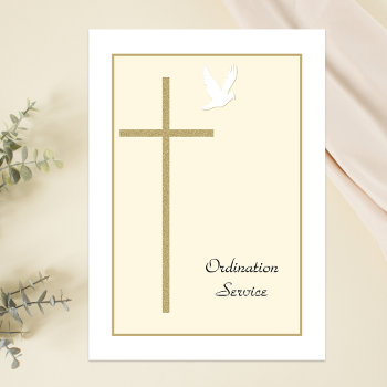 Church Ordination Invitation Cross & Dove by henishouseofpaper at Zazzle