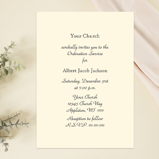 Church Ordination Invitation Cross & Dove | Zazzle