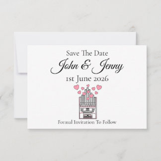Church Organ Musician Wedding Save The Date