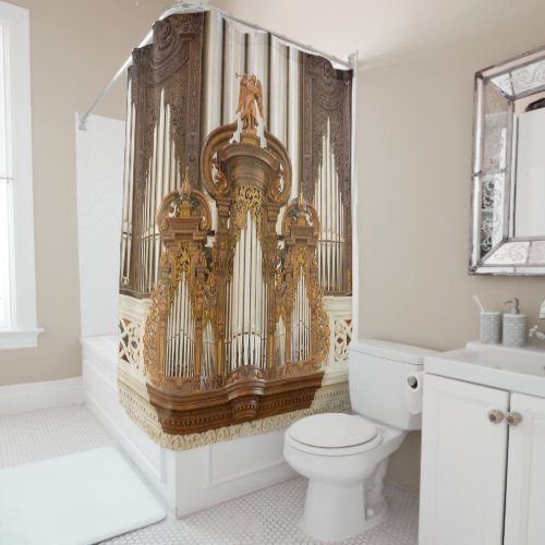 Church organ pipes shower curtain