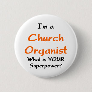 church organist pinback button