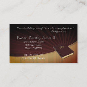 Church Pastor and Bible Business Card
