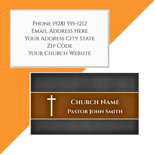 Church Pastor BLACK Leather Christian Business Card