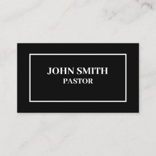 Church Pastor Black Minimalist QR code Business Card