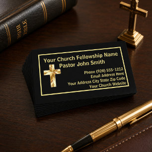 Church Pastor Classy Black Business Cards