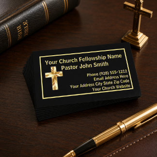 Church Pastor Classy Black Business Cards