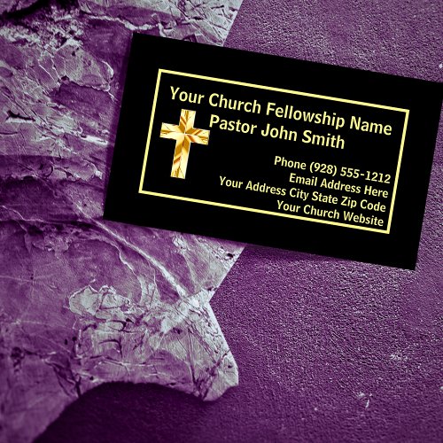 Church Pastor Classy Black Business Cards