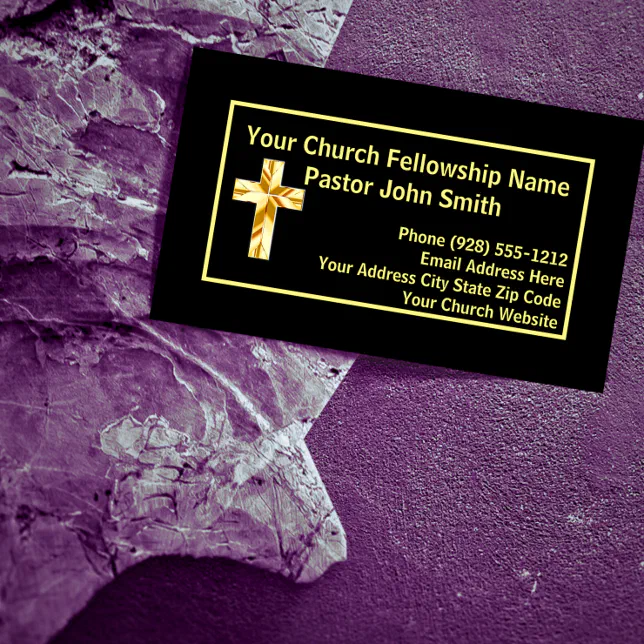 Church Pastor Classy Black Business Cards | Zazzle