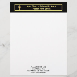 Church Pastor Classy Black Business  Letterhead