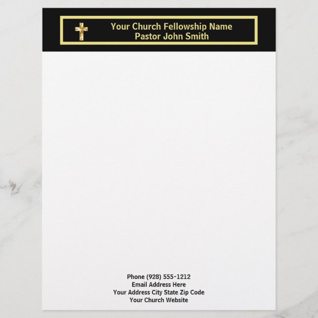 Church Pastor Classy Black Business  Letterhead (Front)