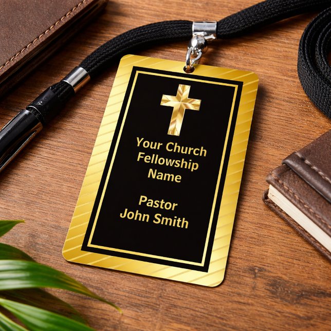 Church Pastor Classy Gold And Black  Badge (Creator Uploaded)