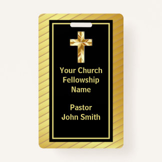 Church Pastor Classy Gold And Black Badge