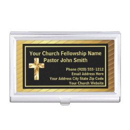 Church Pastor Classy Gold And Black Business Card Case