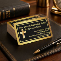 Church Pastor Classy Gold And Black Business Cards
