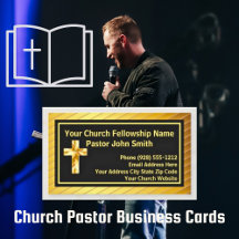 Church Pastor Classy Gold And Black Business Cards