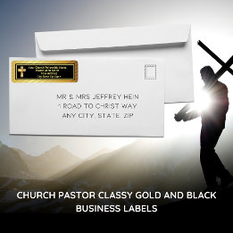 Church Pastor Classy Gold And Black Business Label