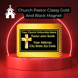Church Pastor Classy Gold And Black  Magnet